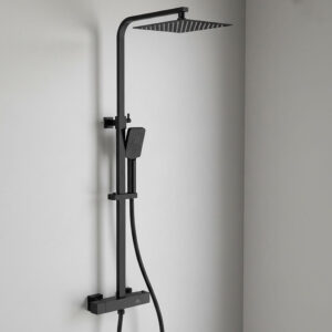 Douche vierkant, zwart opbouw