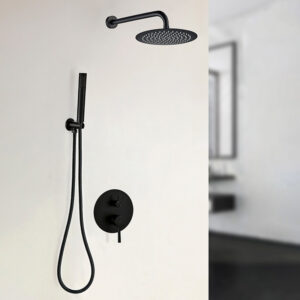 Douche rond, zwart inbouw