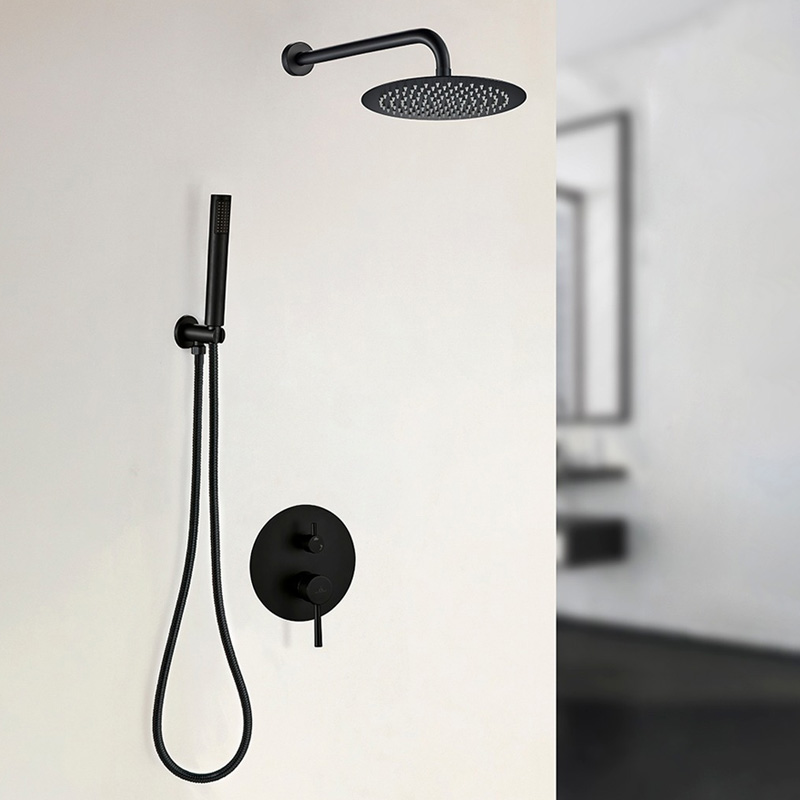 Douche rond, zwart inbouw