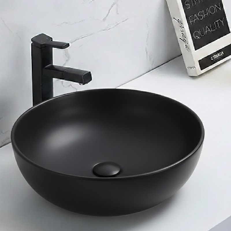 Wasbak rond, zwart